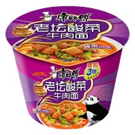 康师傅老坛酸菜牛肉面-桶装  122克*12桶/箱 / Artificial Beef Flavor with Pickeld Vegetables Noodles 122g*12
